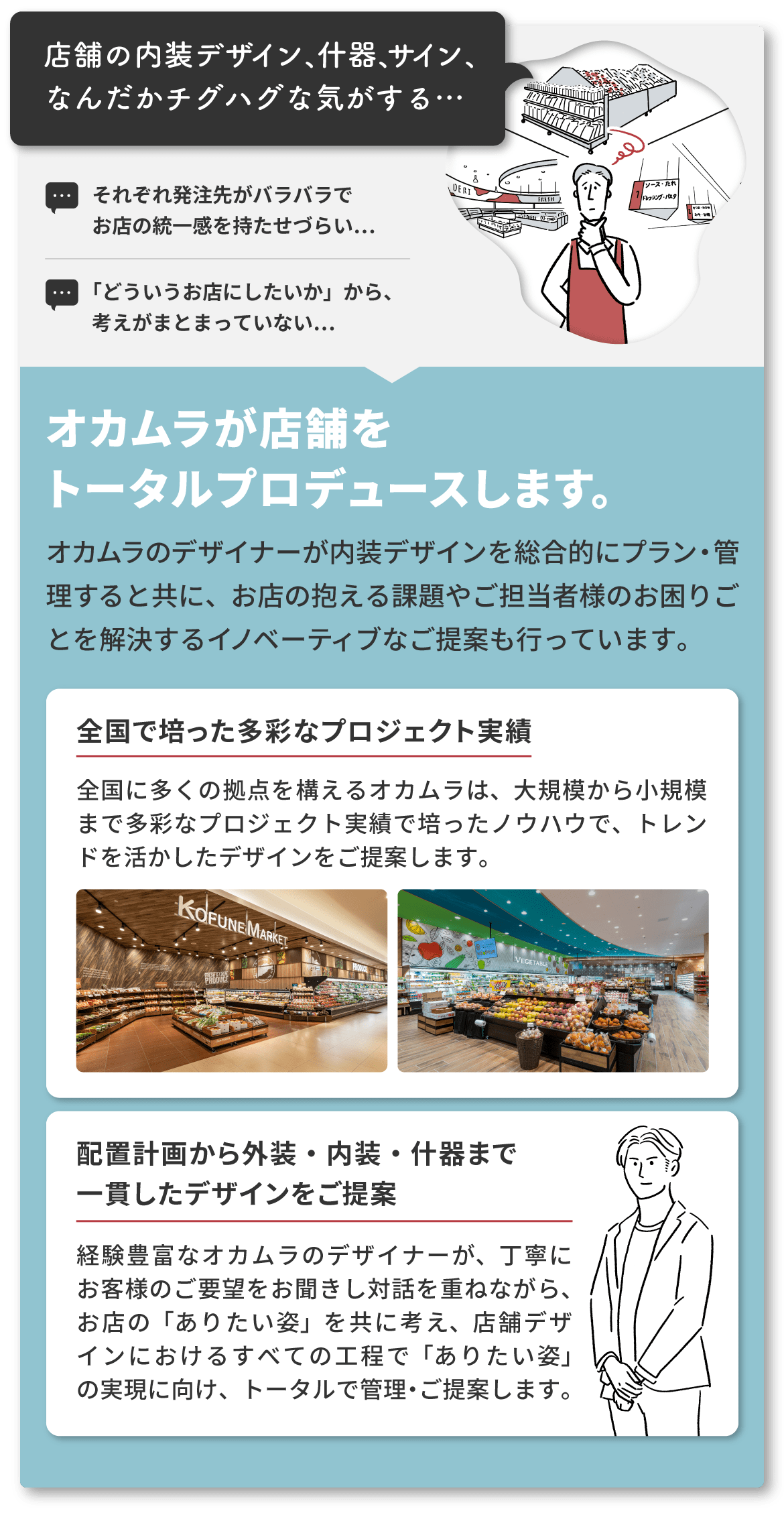 店舗の内装デザイン、什器、サイン、なんだかチグハグな気がする…!?